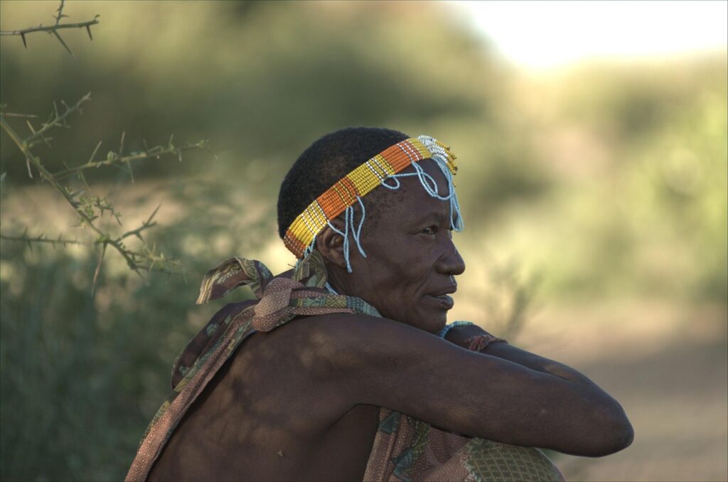 hadzabe tribe of the lady boss, north tanzania, savannah
